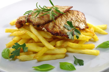 fried meat and chips