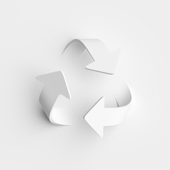 Recycling Symbol auf weissem Untergrund
