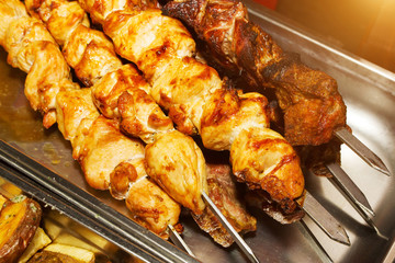 Meat roasted on skewers