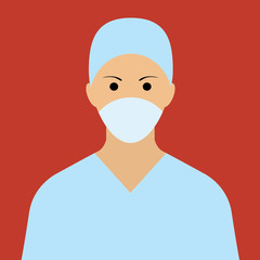Surgery nurse icon flat vector