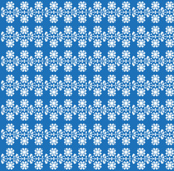 Ethnic Floral Seamless Pattern. Vintage Nordic Ornament. Retro Geometric Embroidery Swatch. Blue and White digital background vector ornament.
