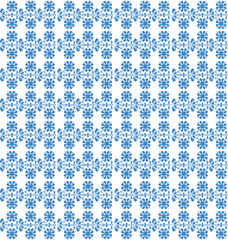 Ethnic Floral Seamless Pattern. Vintage Nordic Ornament. Retro Geometric Embroidery Swatch. Blue and White digital background vector ornament.