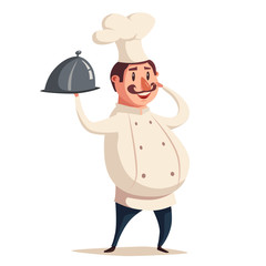 Funny chef, cute character. Vector cartoon illustration