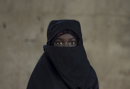 Beautiful Arab African Girl Veiled with a Niqab in Bamako, Mali