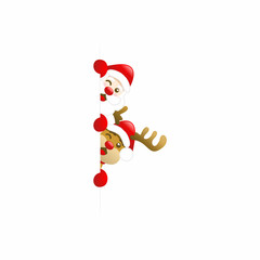 Cute Santa Claus and Rudolph Horizontal Banner