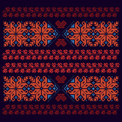 Ethnic National Ornament. Vintage Nordic Ornament. Retro Geometric Embroidery Swatch. Digital background vector illustration.