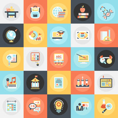 Flat icons pack of distance education