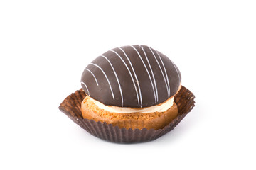 Cake with chocolate fudge isolated 