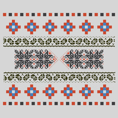 Ethnic National Ornament. Vintage Nordic Ornament. Retro Geometric Embroidery Swatch. Digital background vector illustration.