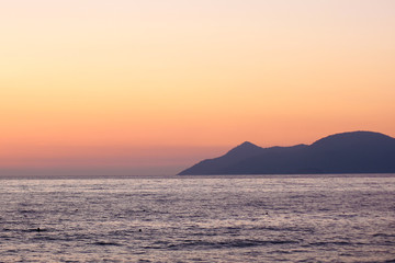 Orange sunset on the sea.