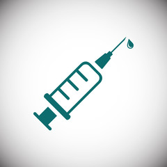 Injection syringe flat icon vector for medical apps and websites