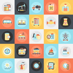 Flat icons pack of power industry
