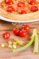 Leek and tomato quiche.