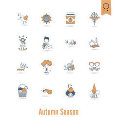 Set of Flat Autumn Icons