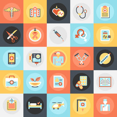 Flat icons pack of healthcare
