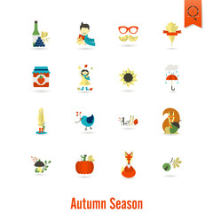 Set of Flat Autumn Icons