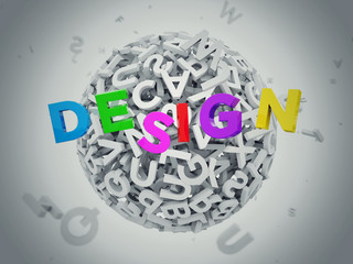 Ball of letters, 3d illustration