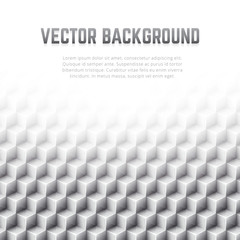 Monochrome abstract geometric vector background. Poster design template with gray glossy 3D cubes pattern and blank space for text.