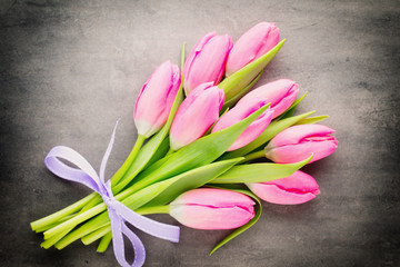 Tulip pink, on the gray background.