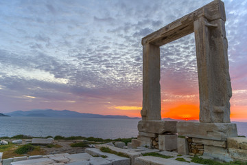 Amazing sunset in Naxos, Cyclades, Greece. The incredible gate ( - 122935306