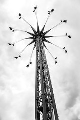 Abstraction of fairground attraction that looks like a mechanical dandelion