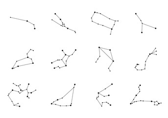 zodiac constellation icons. vector illustration - obrazy, fototapety, plakaty