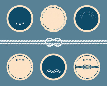 Nautical elements. Blank vector badges and labels.