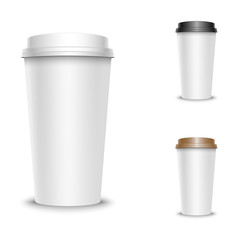 Vector illustration of coffee cups set, isolated on white background.