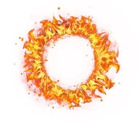 Papier Peint photo autocollant Flamme Cercle de feu isolé sur fond blanc