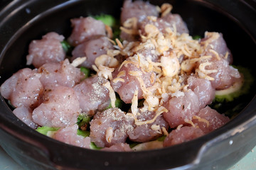 Vietnamese food, fish with bitter melon