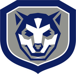Baby Wolf Cub Head Smiling Crest Retro