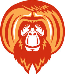 Orangutan Bearded Front Retro