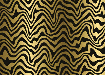 Black and gold abstract wavy background