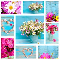 Wildblumenstrauß Collage - Grußkarte - Sommerblumen