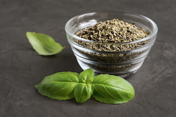 Dried and fresh basil