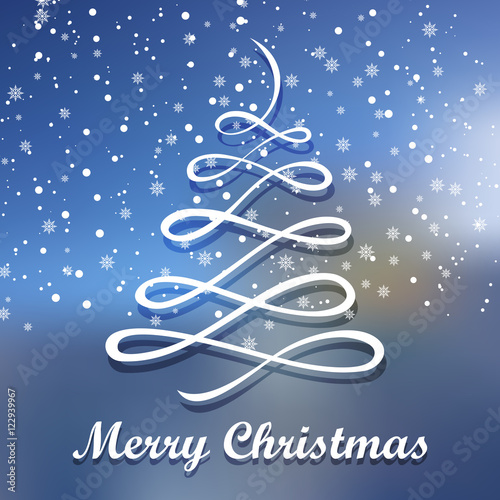 &quot;Vector Christmas Tree. Merry Christmas greeting card. Stock Merry