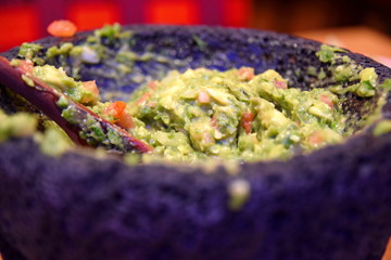 guacamole with Tortilla and nachos in Mexican Restaurant