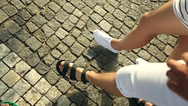 Two Young valentine People Boy and Girl are Holding Hands. Italy, August 2015 in Arona City HD Slow