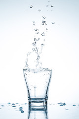 water splash in glasses isolated on white