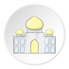 Taj Mahal icon in cartoon style isolated on white circle background. Landmark symbol vector illustration