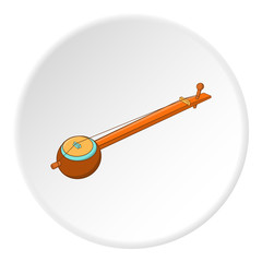 Sitar icon in cartoon style isolated on white circle background. Musical instrument symbol vector illustration