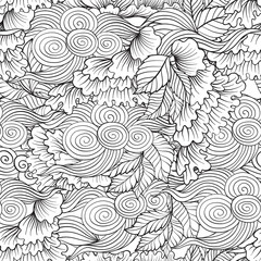 Asian Japanese tradition seamless pattern in white and black col