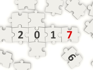 2017 New year symbol on puzzle