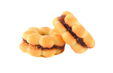 biscuits, filled with pineapple jam isolated on white background