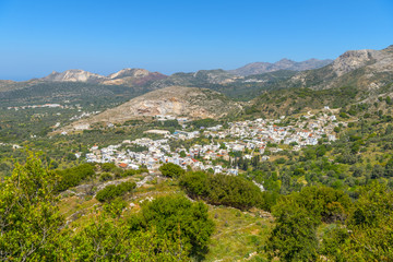 Fototapeta na wymiar Panoramic view of Naxos countryside. Summer in Cyclades, Greece.