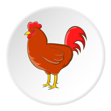 Hen icon in cartoon style isolated on white circle background. Bird symbol vector illustration