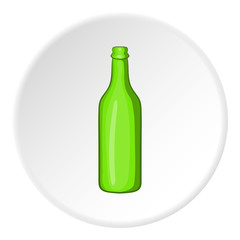 Beer bottle icon in cartoon style isolated on white circle background. Alcoholic beverage symbol vector illustration 