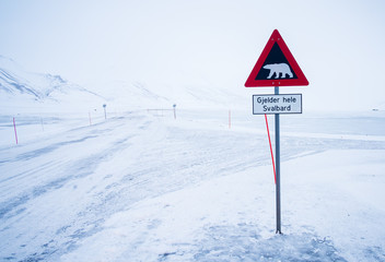 Sign warning of polar bears on Svalbard © Gunnar