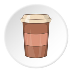 Paper cup for coffee icon in cartoon style isolated on white circle background. Utensils symbol vector illustration