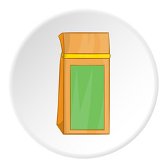 Paper bag icon in cartoon style isolated on white circle background. Production and packaging symbol vector illustration